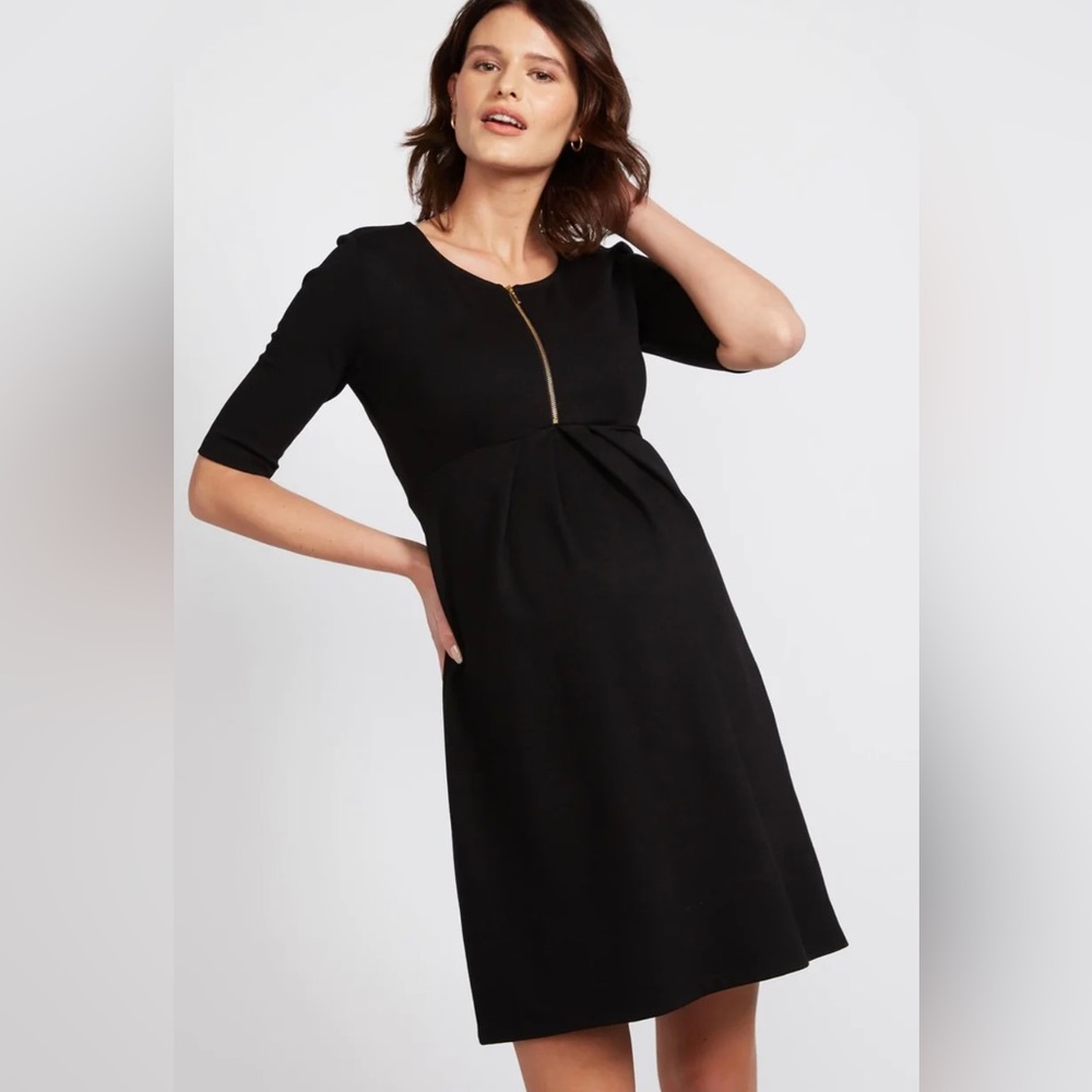 Isabella Oliver Black Zip Maternity Dress